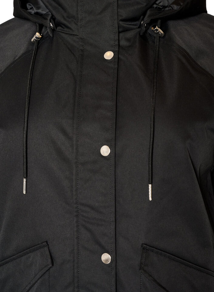 Gepolsterter Parka mit einer abnehmbaren Kapuze, Schwarz, Packshot image number 2