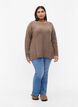 Melange-Pullover mit Seitenschlitz, Walnut/White Mel., Model image number 2