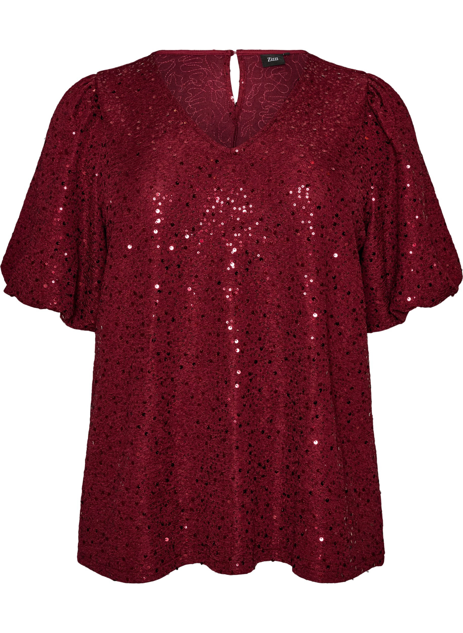 Paillettenbluse mit Ballon&auml;rmeln