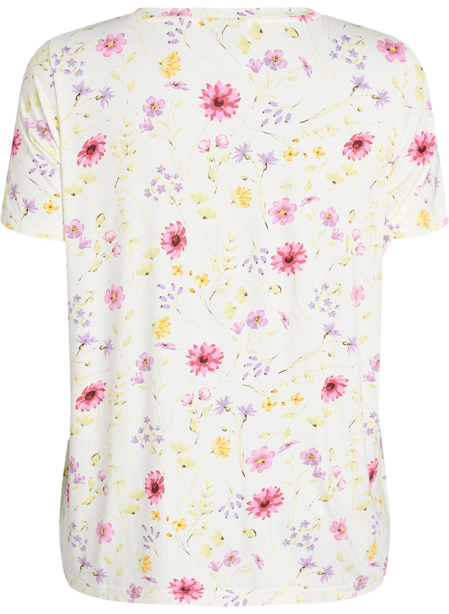 Zizzi T-Shirt mit floralem Print, Wei&szlig;, Packshot image number 1