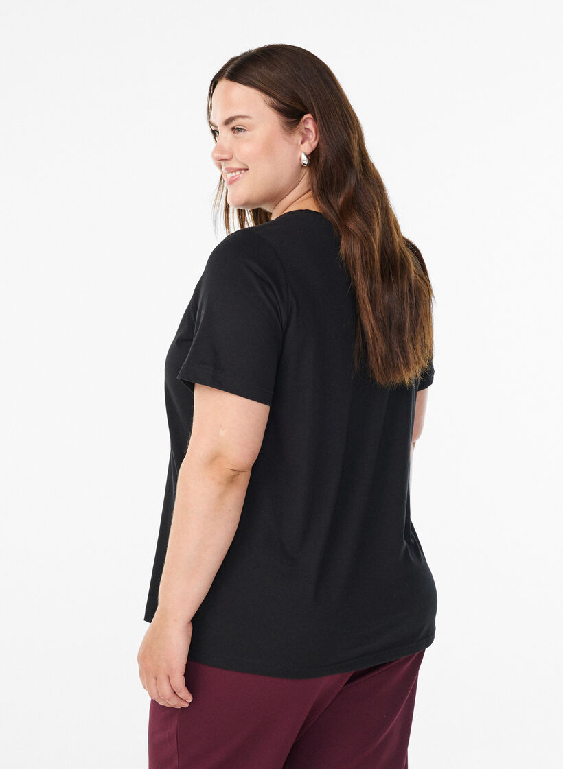 T-Shirt mit Print, Schwarz, Model image number 2