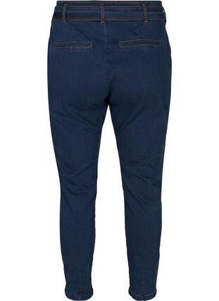 Cropped Jeans mit Gürtel, Blue denim, Packshot image number 1