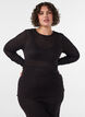 Bluse mit Lochmuster und langen &Auml;rmeln, Schwarz, Model image number 0
