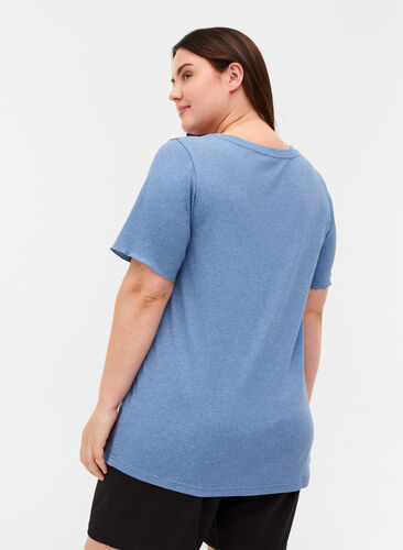 Kurzarm T-Shirt aus Rippqualität, Infinity , Model image number 1