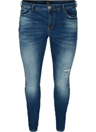 Extra Slim Fit Sanna Jeans mit regulärer Taille, Dark blue denim, Packshot image number 0