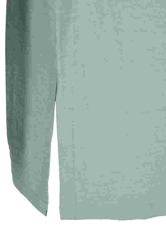 Lange Hemdbluse mit 3/4-Ärmel, Thyme, Packshot image number 3