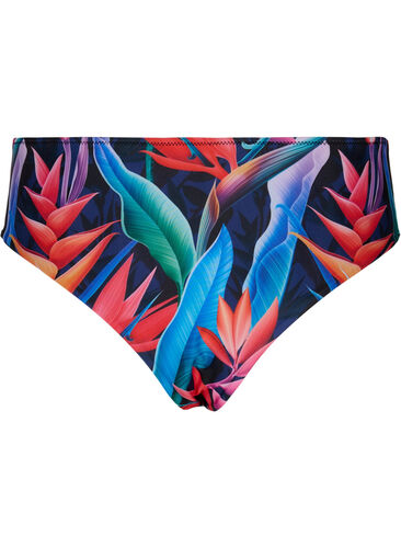 Bikini-Hose mit Print und hoher Taille, Bright Leaf, Packshot image number 1