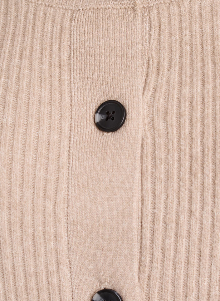 Rippenstrick Strickjacke mit Kn&ouml;pfen, Beige, Packshot image number 2