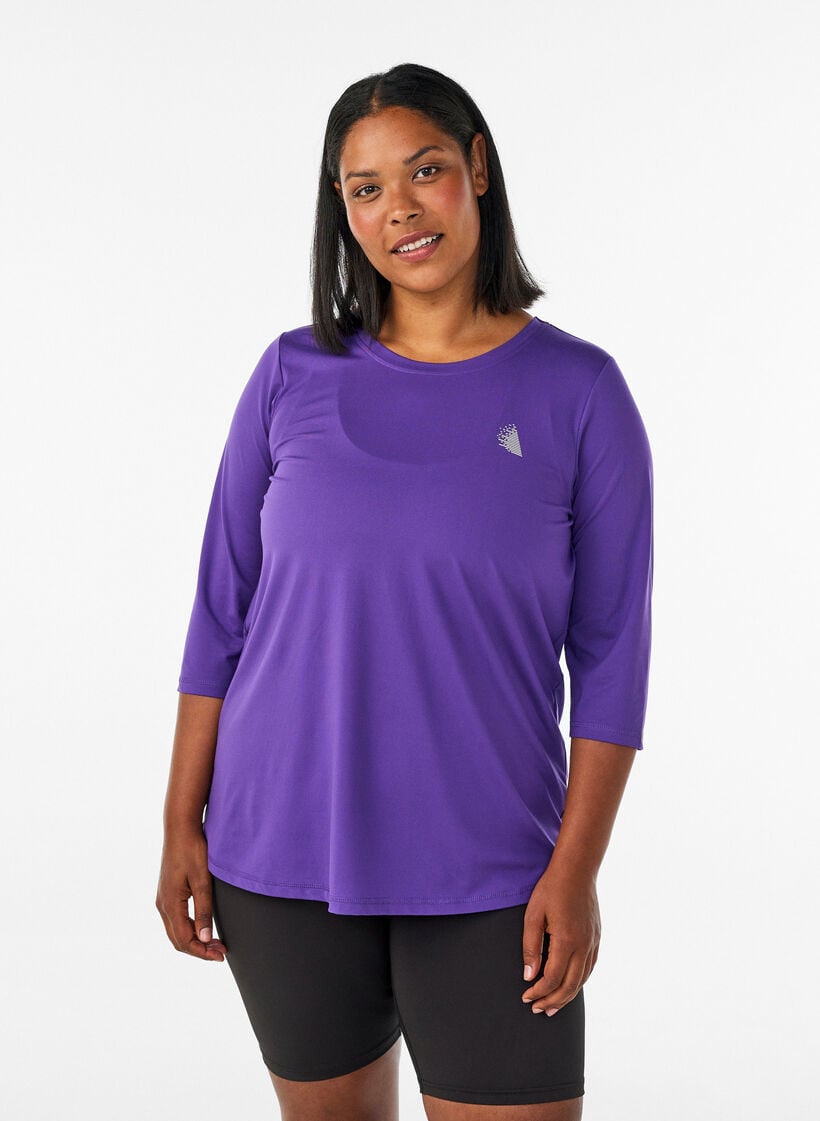 Trainingsshirt mit 3/4-&Auml;rmeln, Lila, Model image number 0