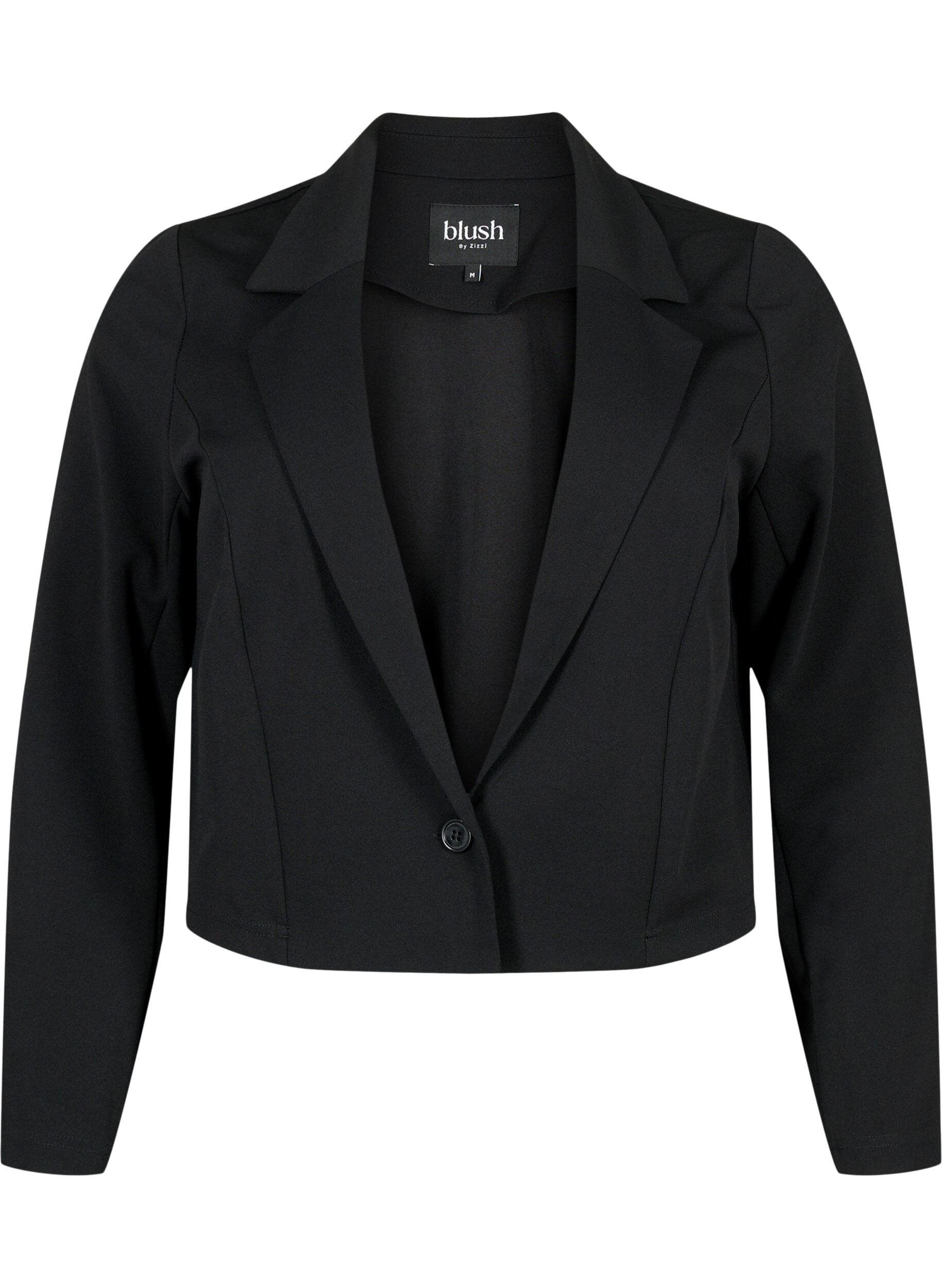 Zizzi Kurzer Blazer mit Knopf, Black, Packshot image number 0