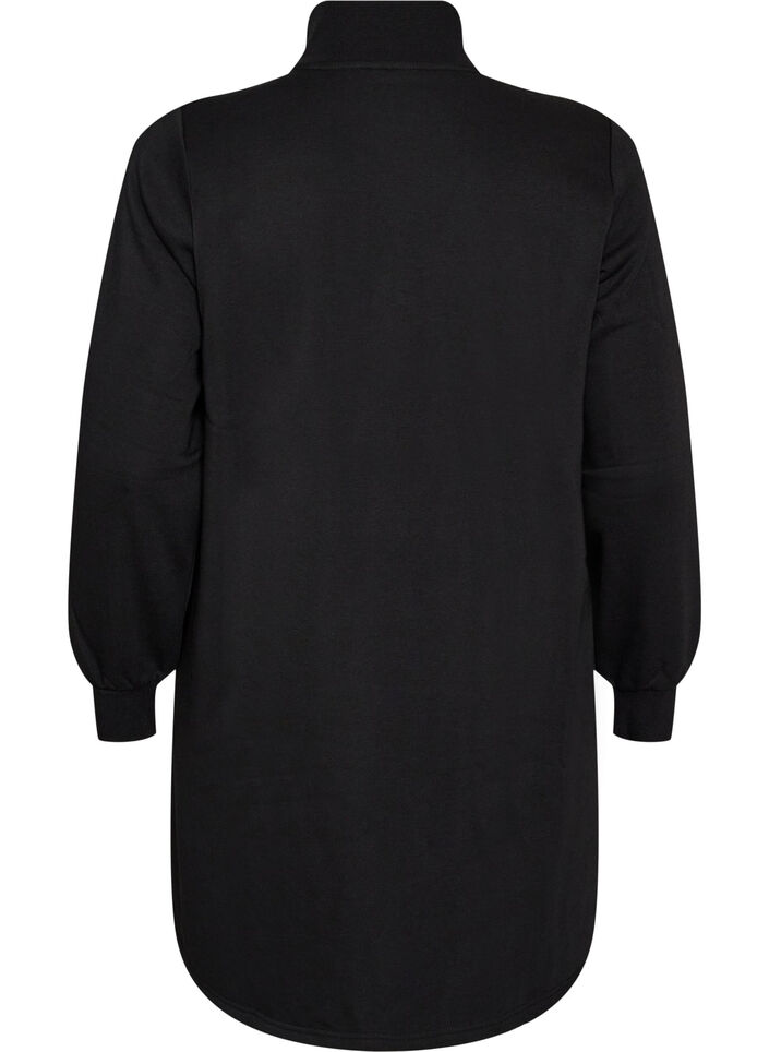 Sweatkleid mit hohem Rippkragen und Rei&szlig;verschluss, Schwarz, Packshot image number 1