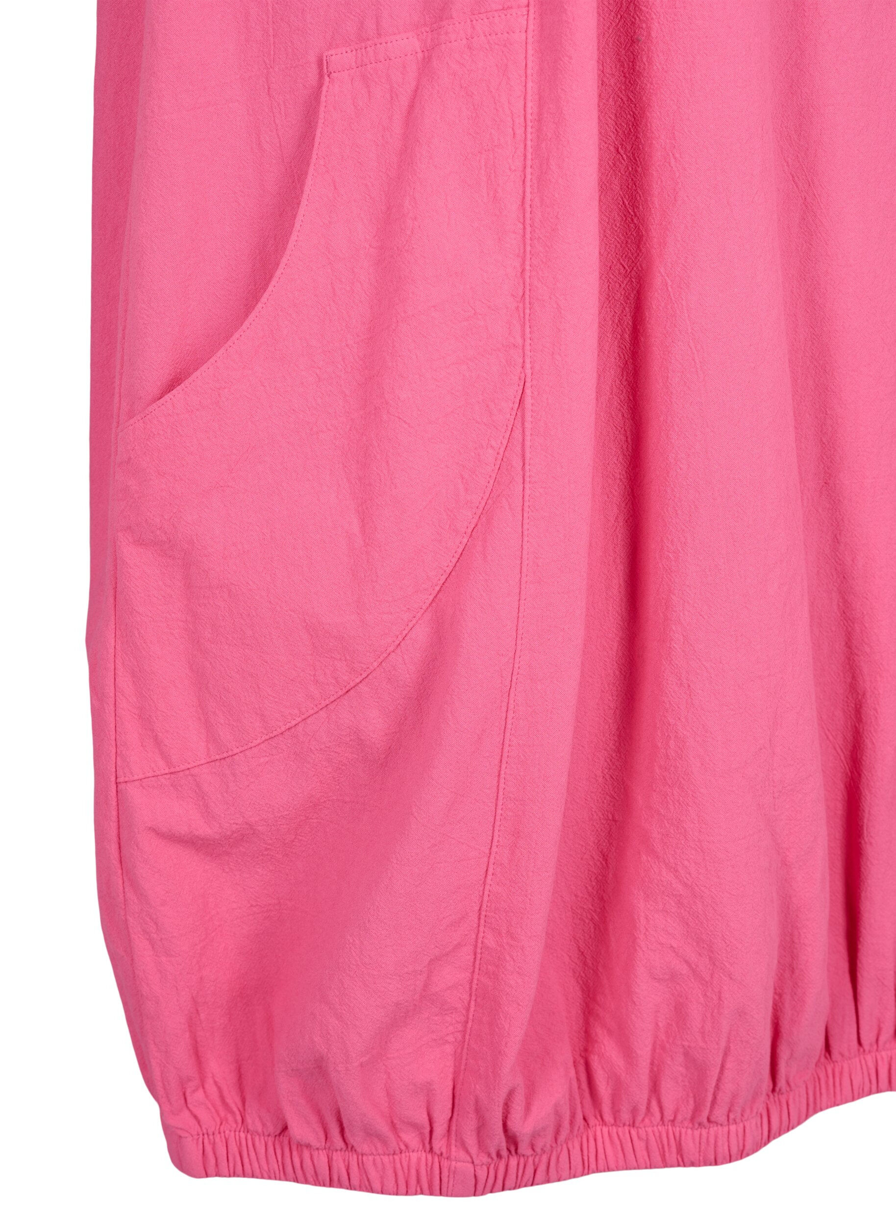 Zizzi Baumwollkleid mit kurzen &Auml;rmeln, Pink, Packshot image number 3