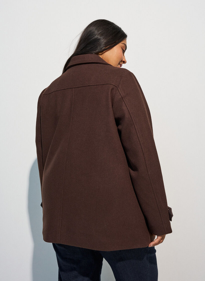 Kurzmantel mit zweireihiger Knopfleiste, Braun, Model