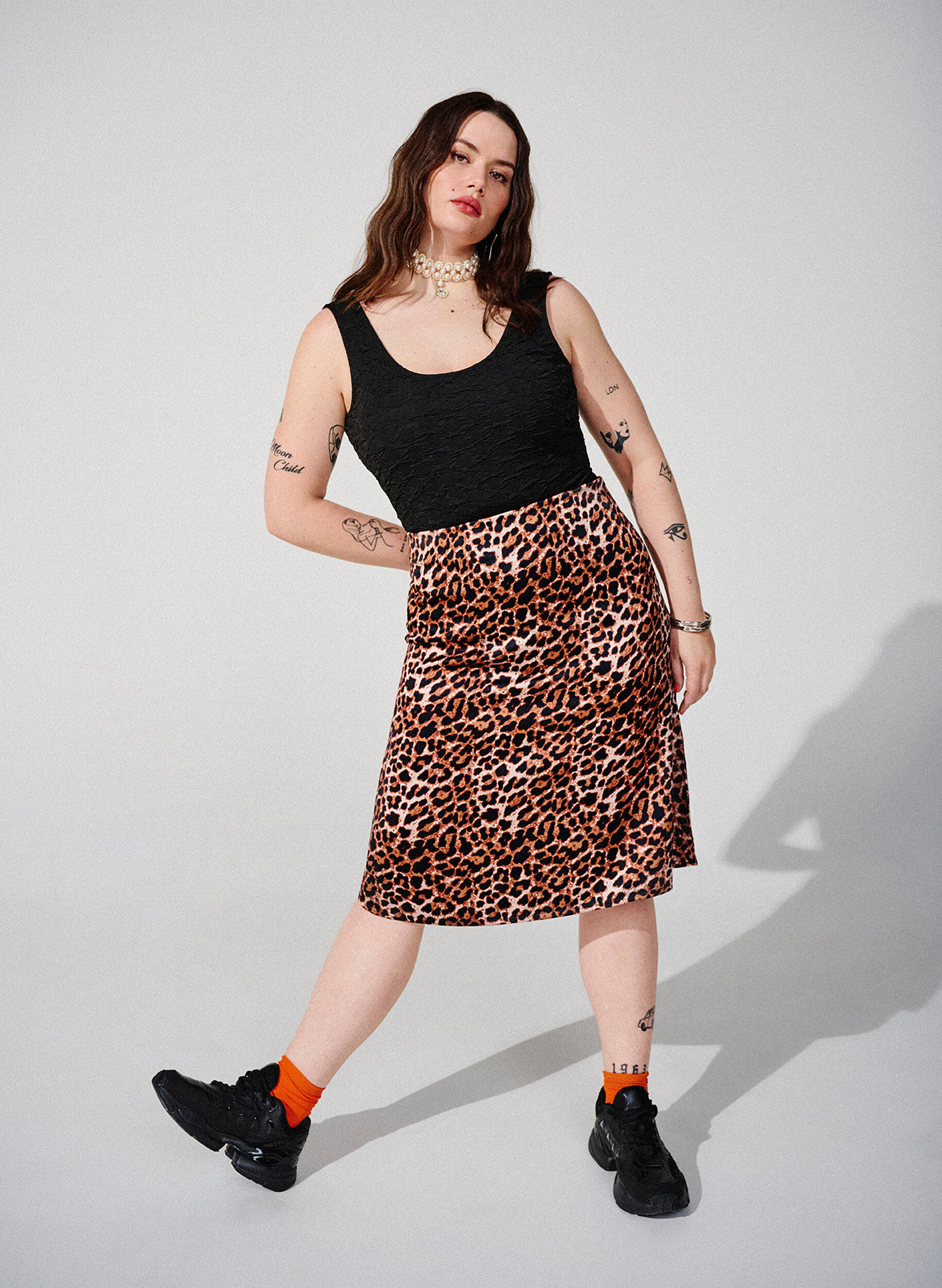 Zizzi Rock mit Leopardenmuster und Schlitzen, Leopard AOP, Image image number 0