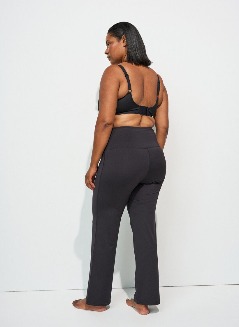 Ausgestellte Trainingshose mit hoher Taille, Schwarz, Model image number 2
