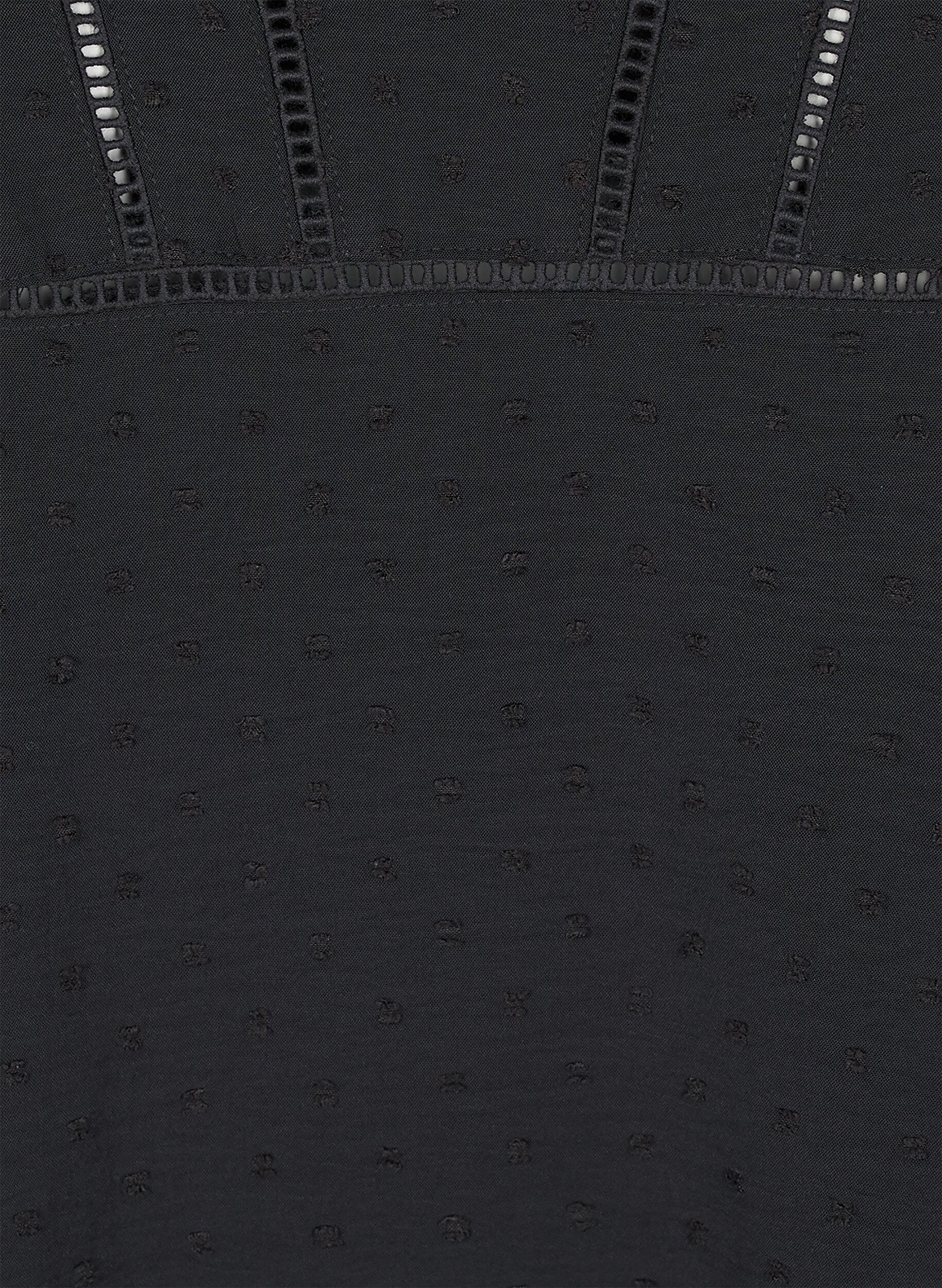 Zizzi Bluse mit kurzen Puff&auml;rmeln und gepunkteter Textur, Black, Packshot image number 2