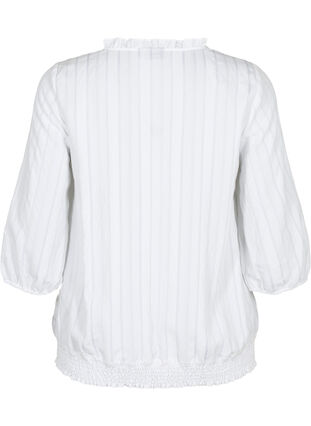 Viskose Bluse mit 3/4 Ärmeln und Smock, Bright White, Packshot image number 1