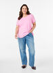 Einfarbiges Basic T-Shirt aus Baumwolle, Pink, Model image number 1