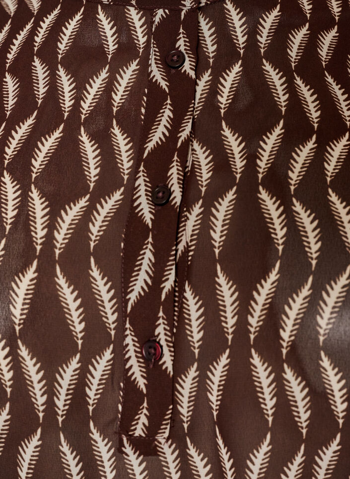 Bluse mit Allover-Print und kurzer Knopfleiste, Braun, Packshot image number 2