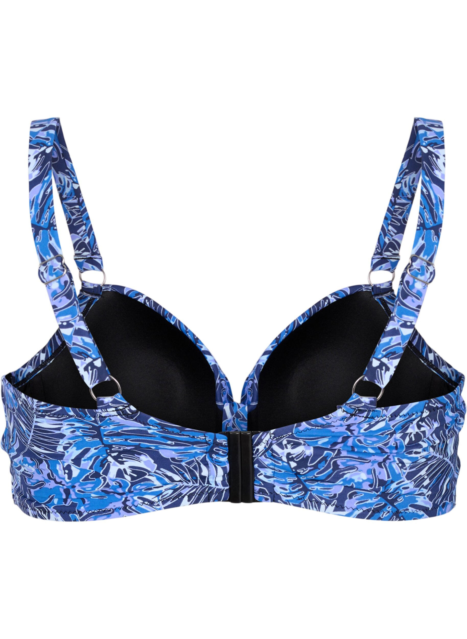 Zizzi Bikinioberteil mit B&uuml;gel und Muster, Blau, Packshot image number 1