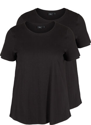 2er Pack kurzarm T-Shirts aus Baumwolle, Black/Black, Packshot image number 0