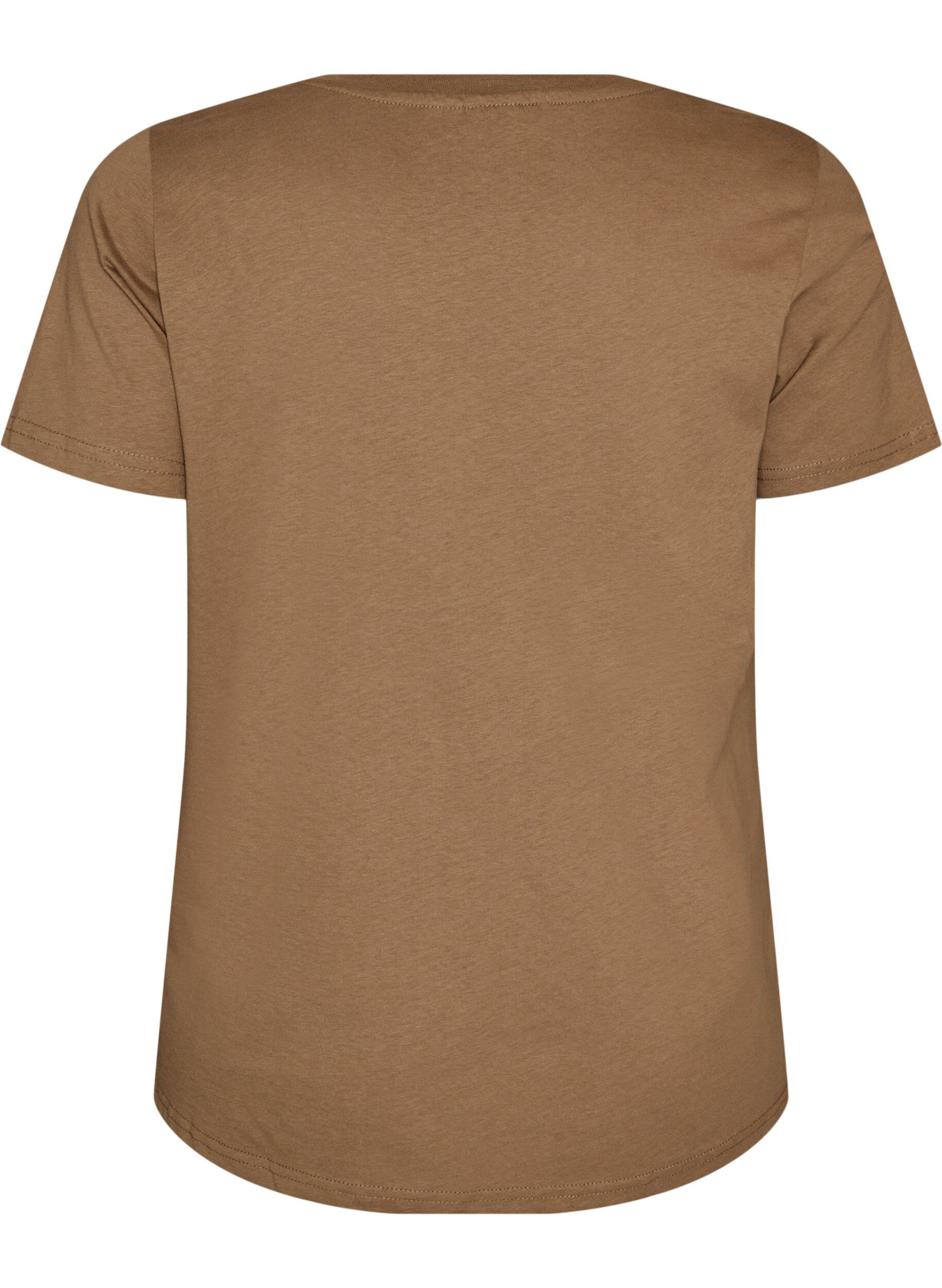 ZizziT-Shirt aus Baumwolle mit Frontprint und V-Ausschnitt, Braun, Packshot image number 1