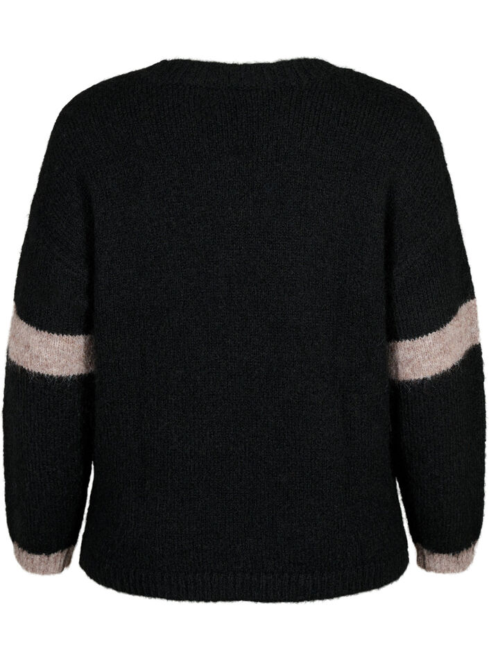 Gestrickter Pullover mit Streifendetail, Black Comb, Packshot image number 1