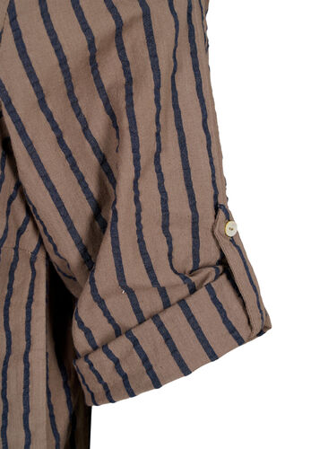 Gestreifter Baumwollkleid mit 3/4 Ärmeln, Falcon/Navy Stripe, Packshot image number 4