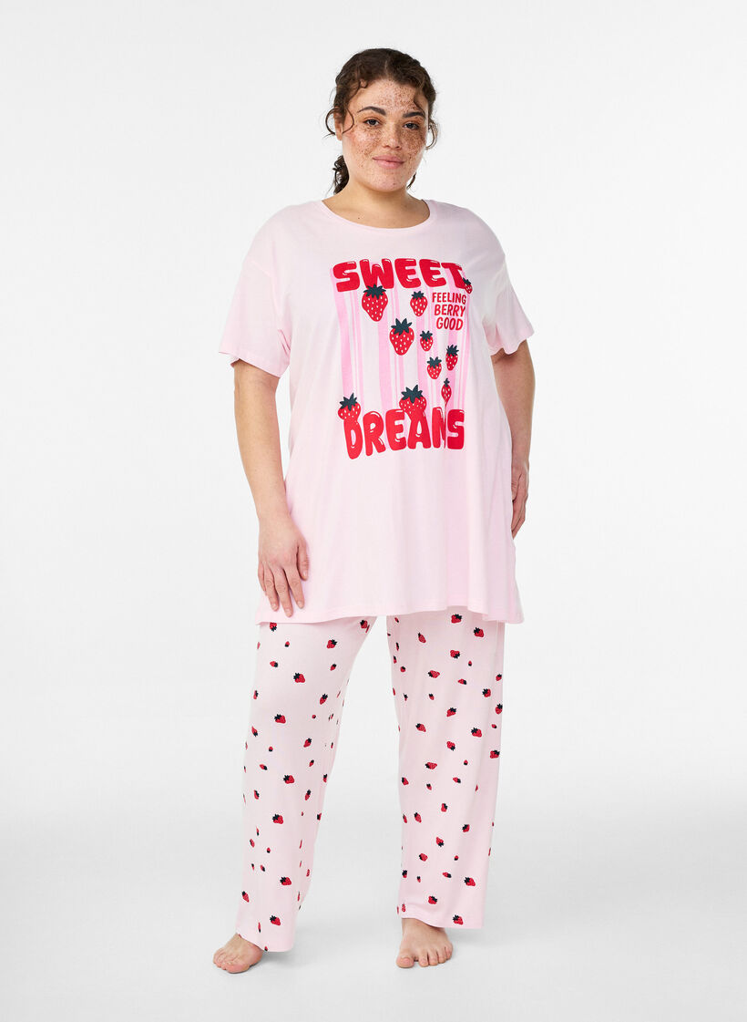 Langes Nachthemd aus Bio-Baumwolle mit Print, Rot, Model image number 1