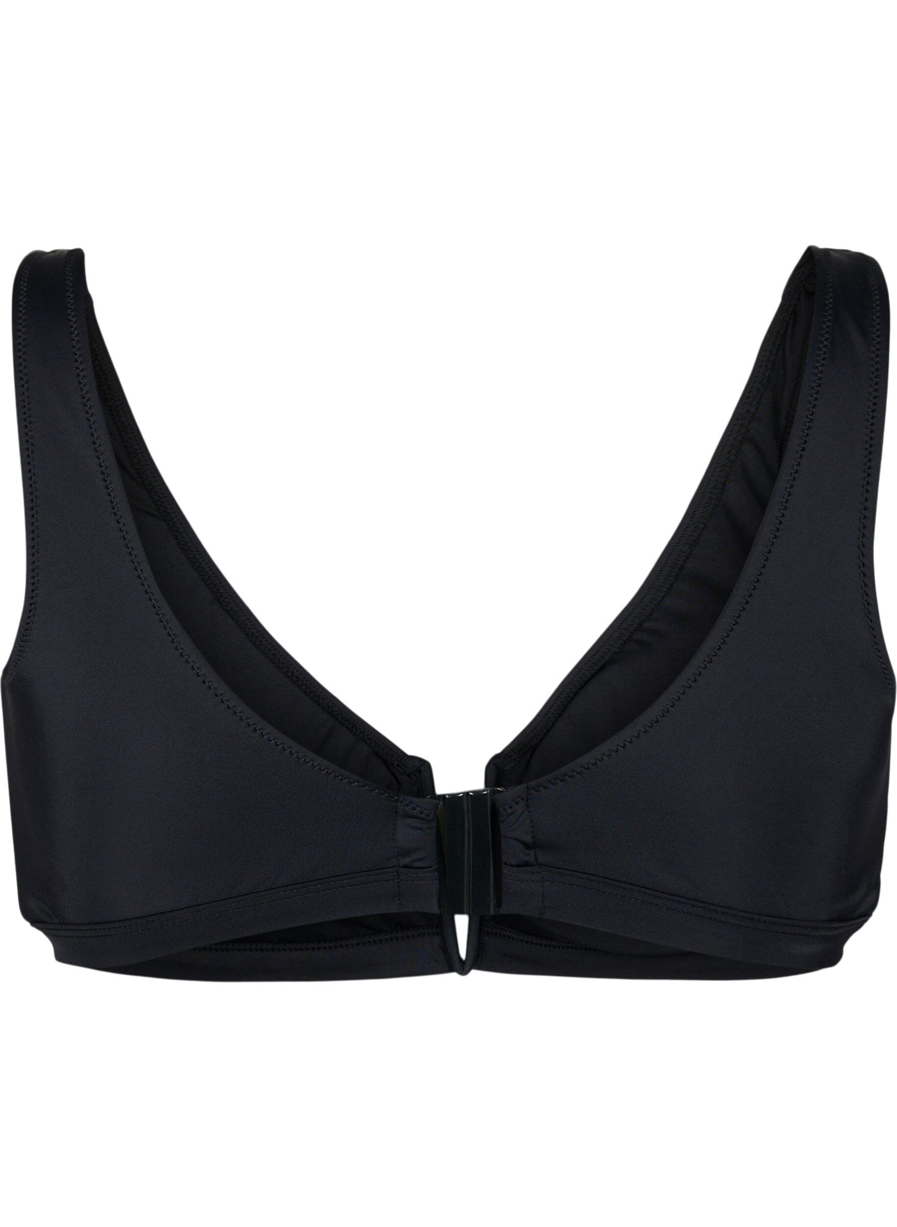 Zizzi Bikinioberteil mit V-B&uuml;gel und herausnehmbaren Pads, Schwarz, Packshot image number 1