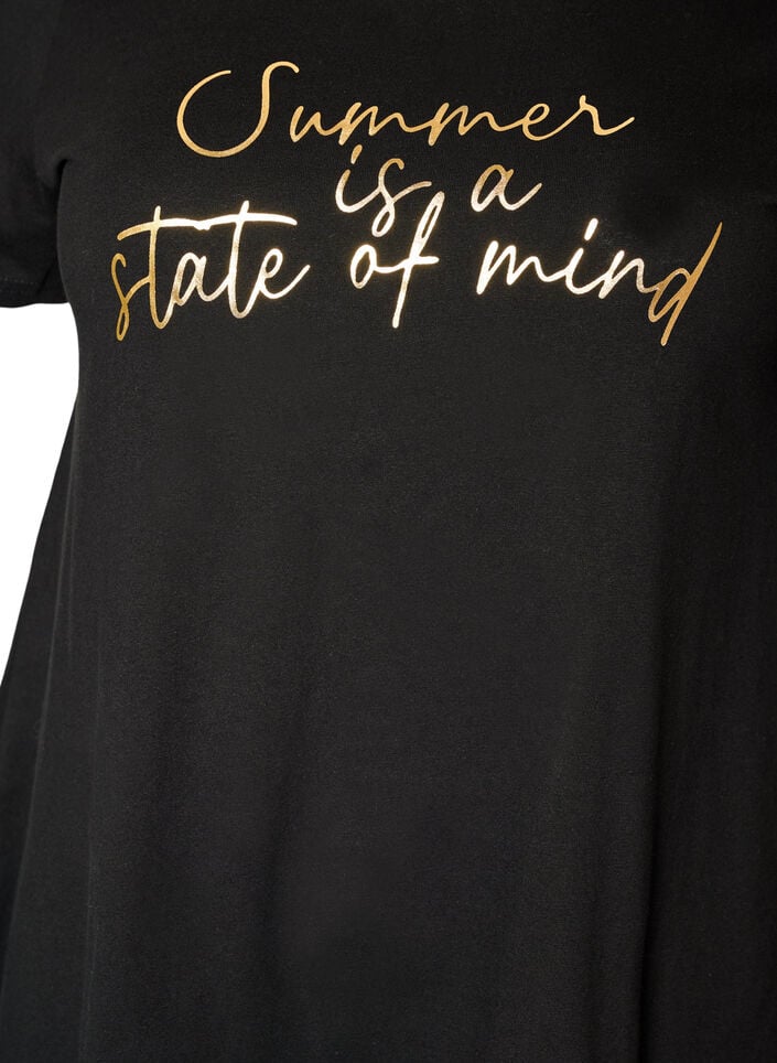 T-Shirt mit Rundhalsausschnitt und A-Linie, Schwarz, Packshot image number 2