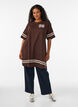 Short t-shirt dress with sporty details, Brown, Model image number 1