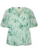 Gebl&uuml;mte Chiffonbluse mit kurzen &Auml;rmeln, Gr&uuml;n, Packshot image number 0