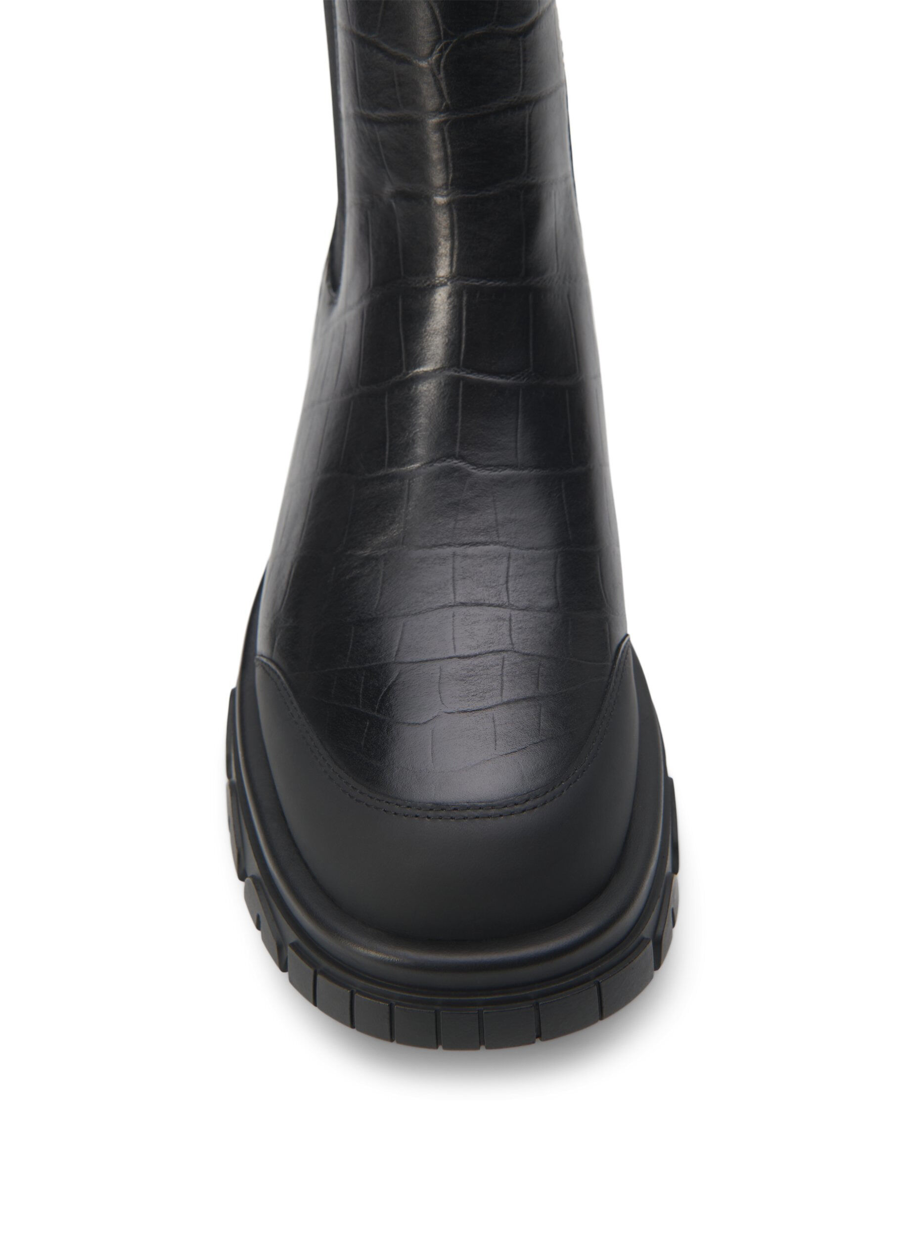 Zizzi Extra-Weite &ndash; Croco Chelsea-Stiefel aus Leder, Black, Packshot image number 3