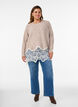 Strickpullover mit Raglan&auml;rmeln und breitem Spitzenbesatz, Beige, Model image number 1