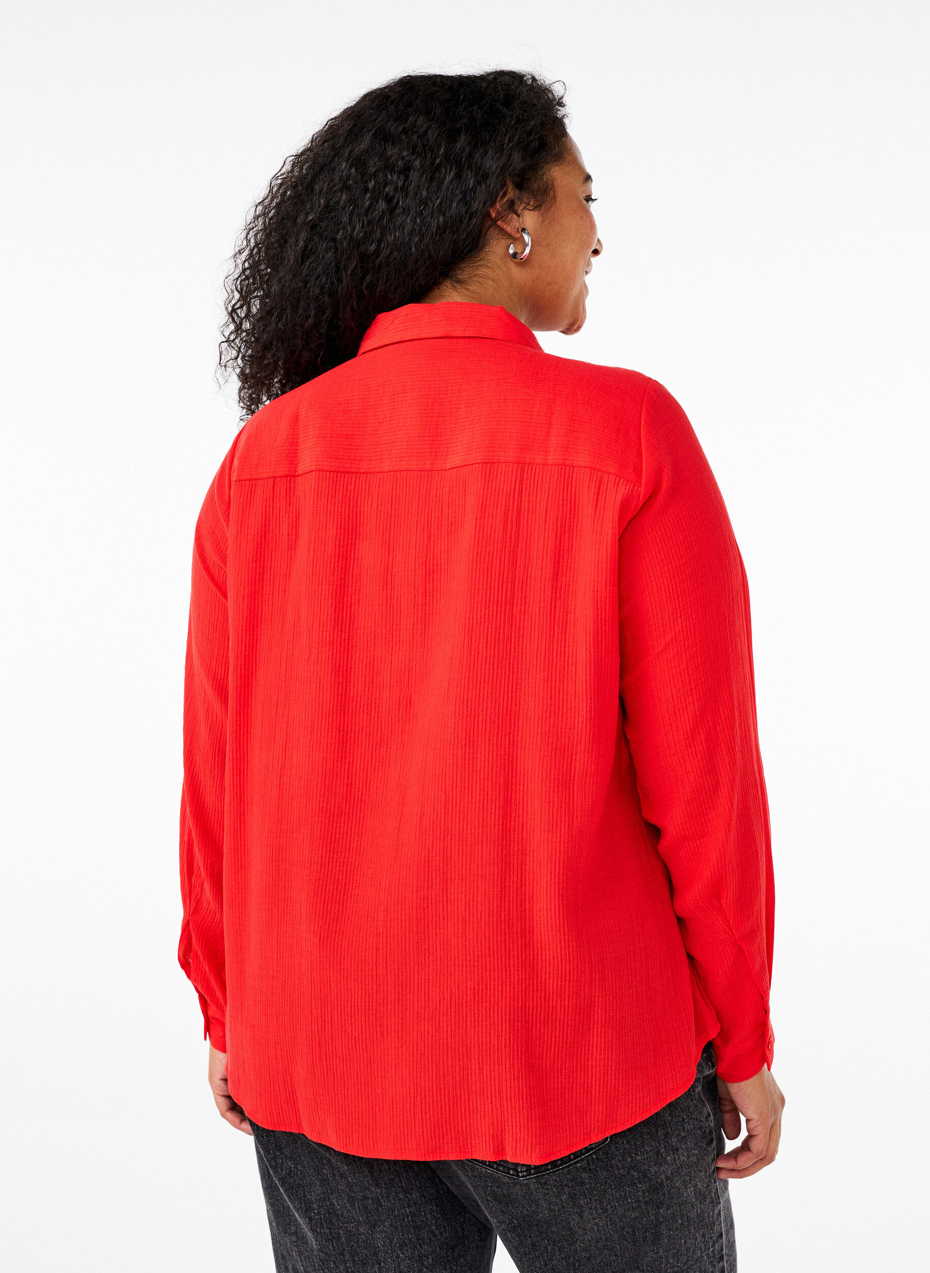 Zizzi Bluse mit gestreiftem Muster, Rot, Model image number 2