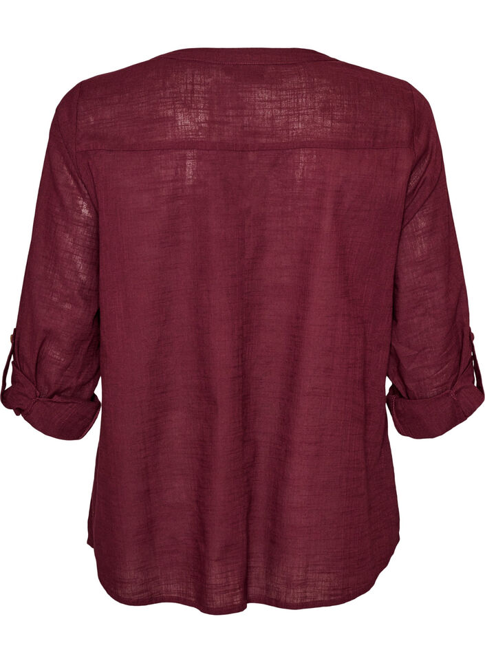 Baumwollbluse mit V-Ausschnitt, Rot, Packshot image number 1