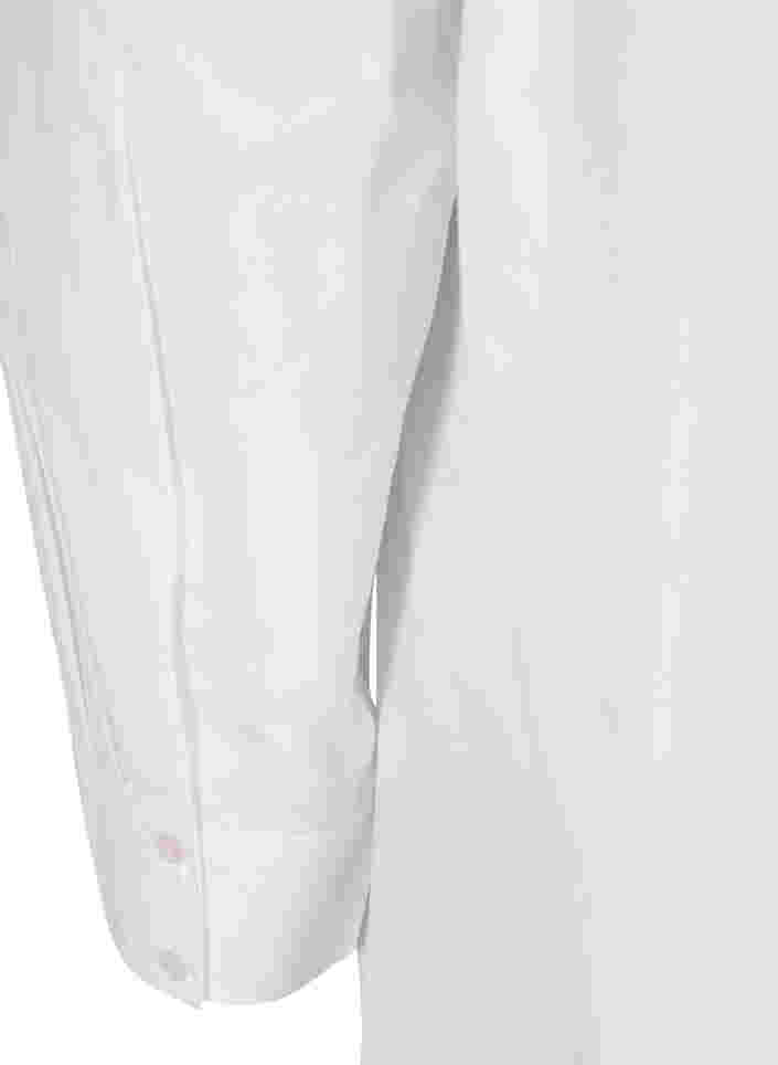 Lange Hemdbluse aus Baumwolle mit großem Kragen, Bright White, Packshot image number 3