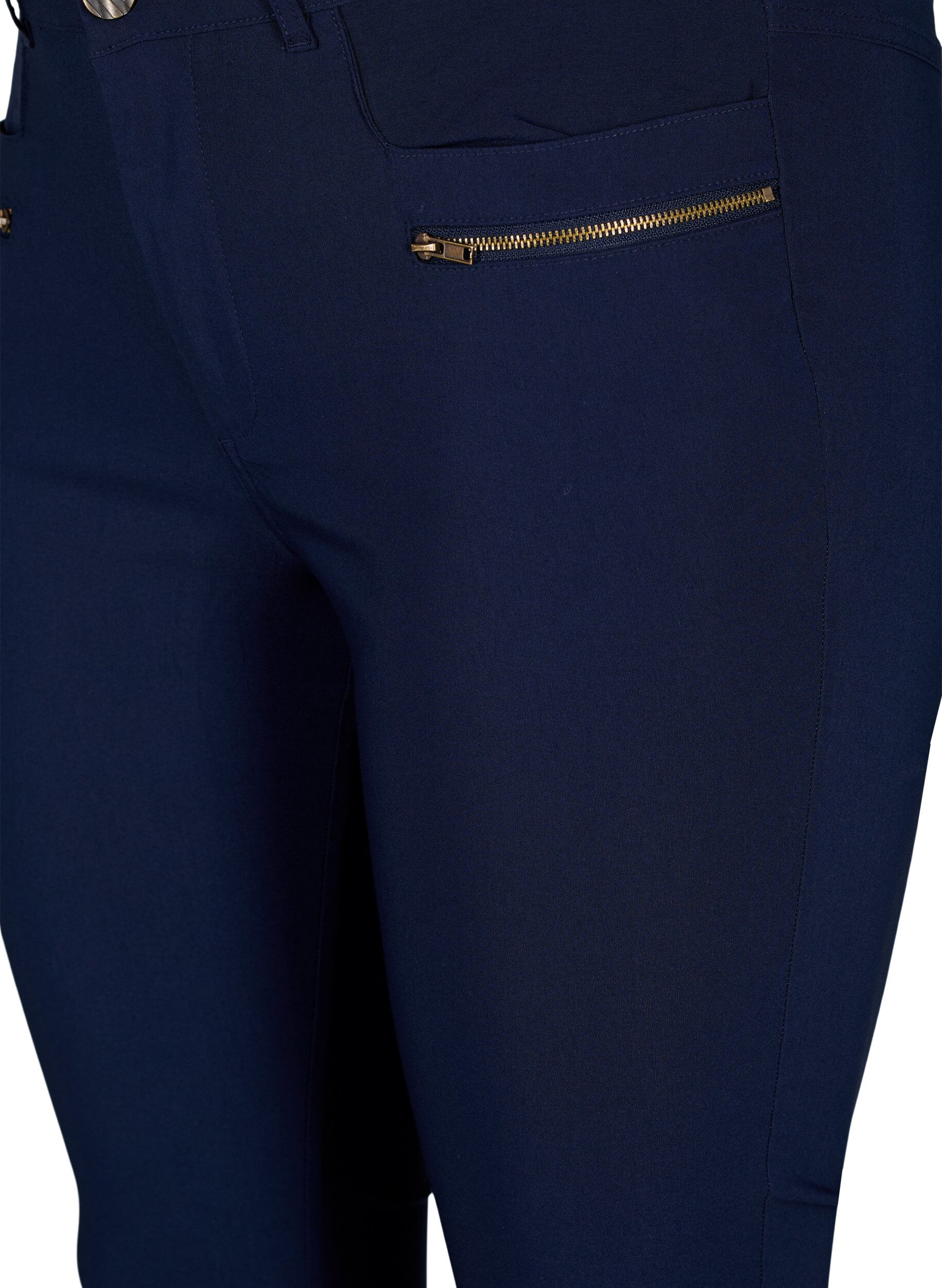 Zizzi Eng anliegende Hose mit Rei&szlig;verschlussdetails, Blau, Packshot image number 2