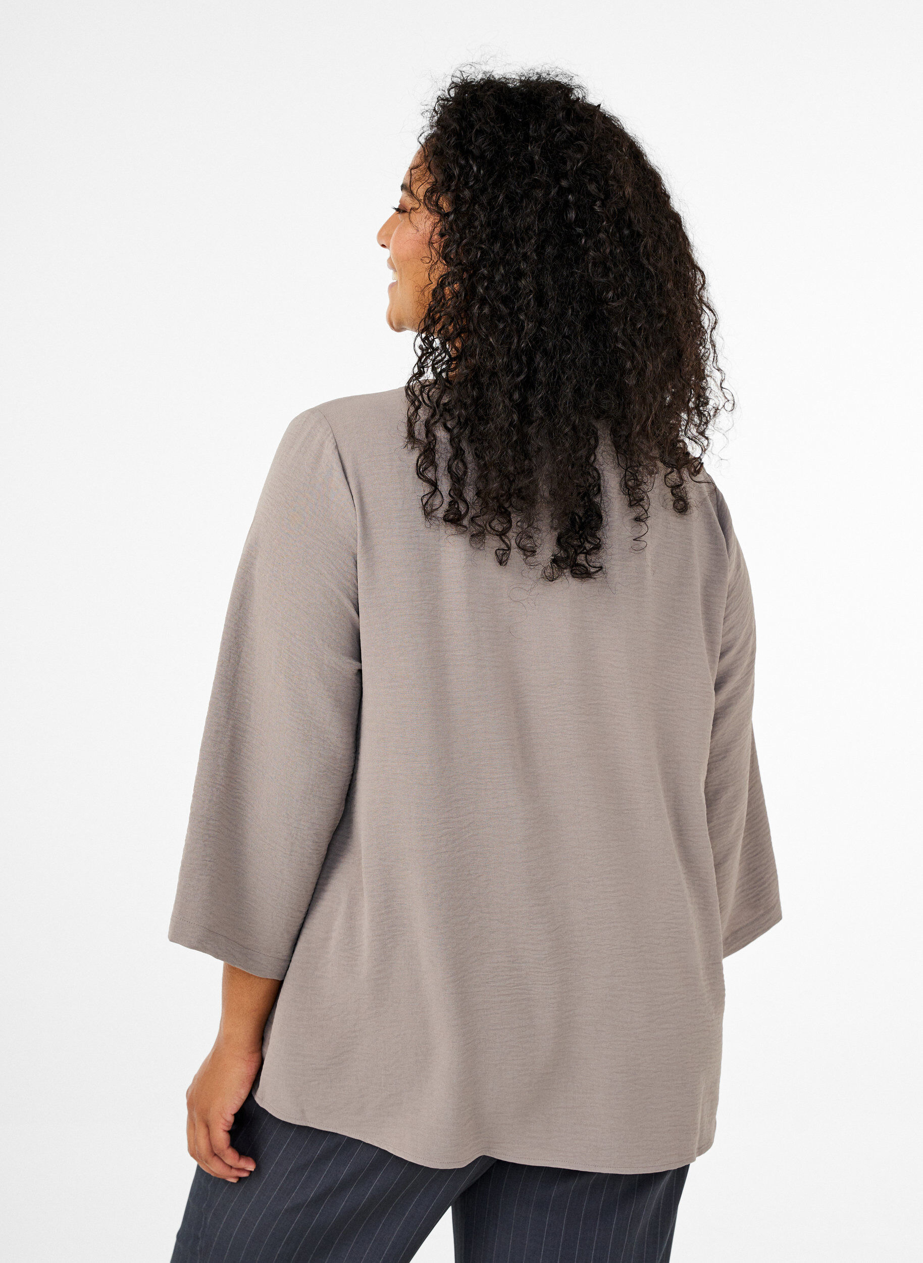 Zizzi FLASH - Bluse mit 3/4-&Auml;rmeln, Beige, Model image number 2