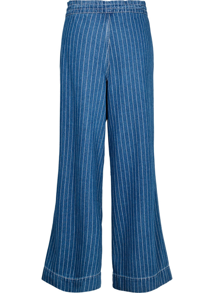 Jeans mit weitem Bein und Streifen, Blau, Packshot image number 1