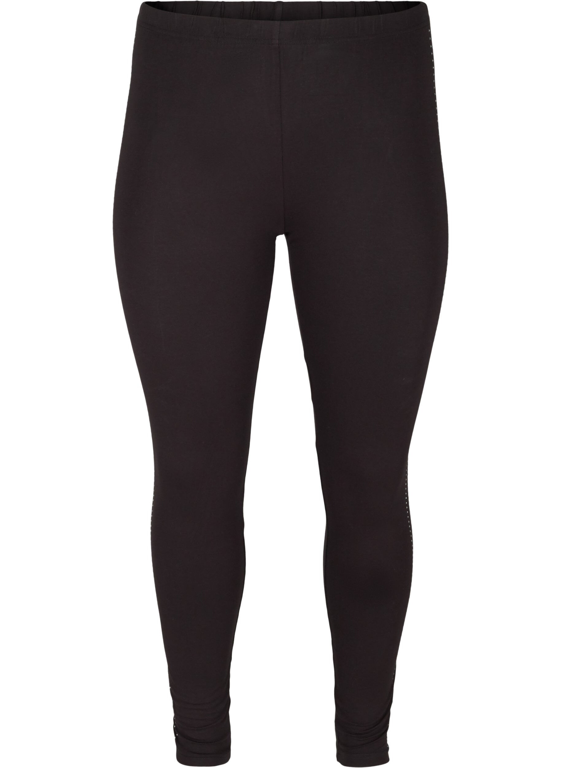 Zizzi Leggings aus Viskose mit Ziersteinen an der Seite, Black, Packshot image number 0