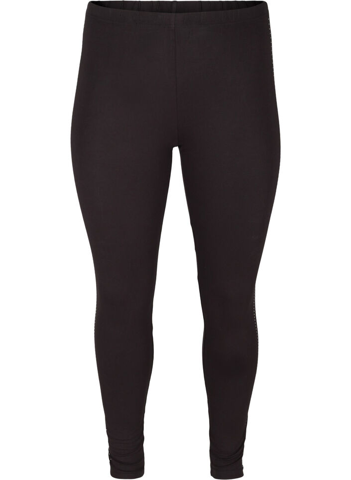 Leggings aus Viskose mit Ziersteinen an der Seite, Black, Packshot image number 0