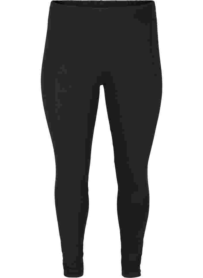 Leggings aus Viskose mit Ziersteinen an der Seite, Black, Packshot image number 0