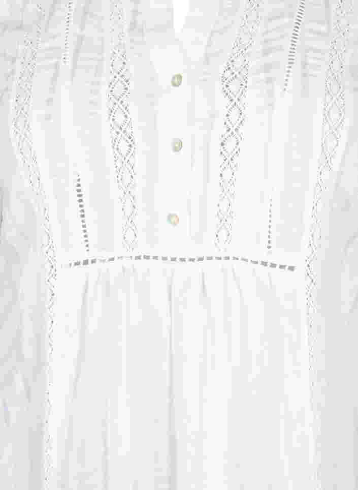 Gestreiftes Viskose Kleid mit Spitzenbändern, Bright White, Packshot image number 2