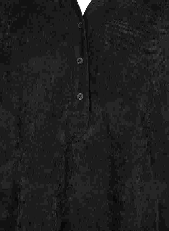 Cordkleid mit 3/4-Ärmeln und Knöpfen, Black, Packshot image number 2