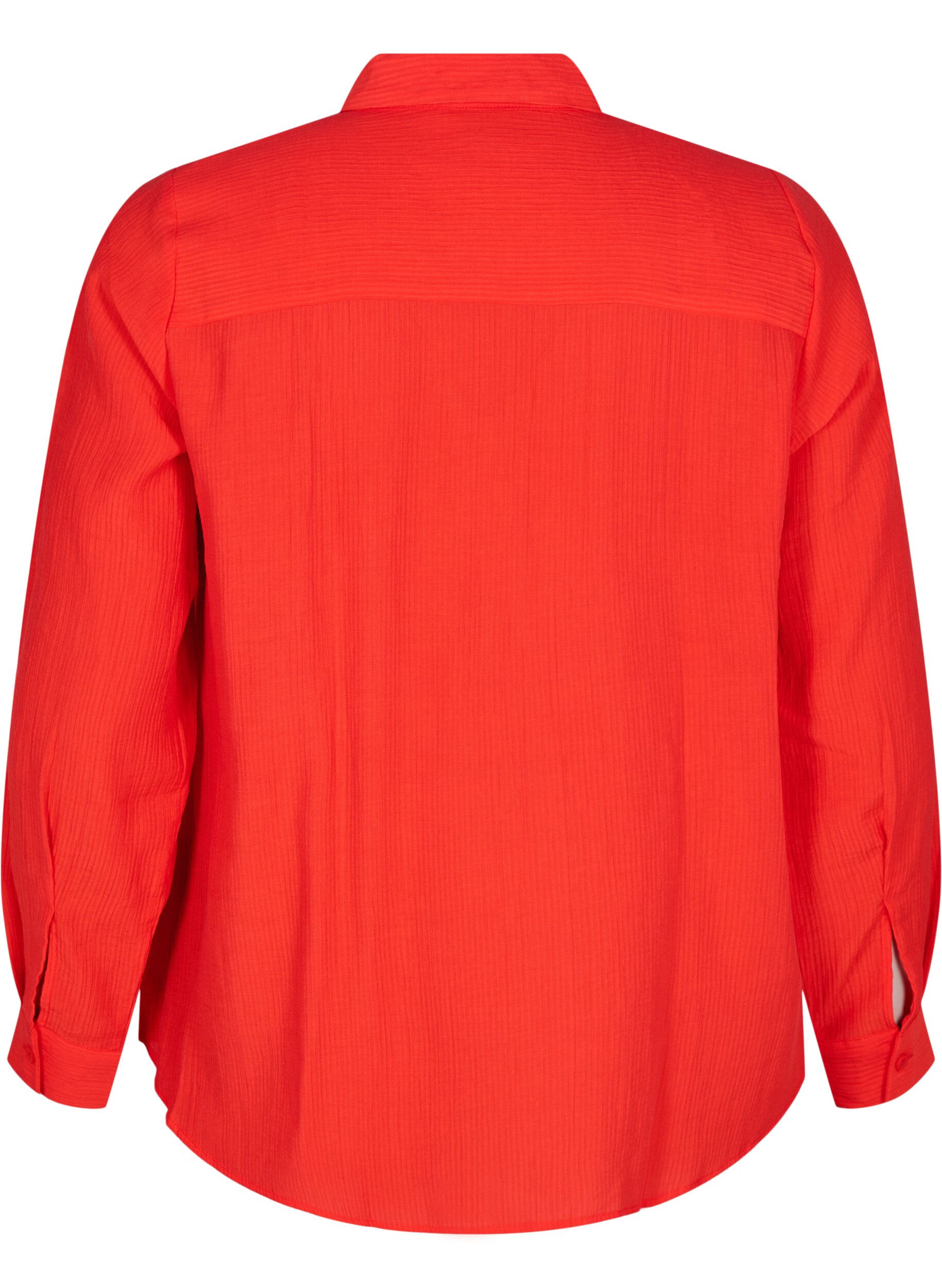 Zizzi Bluse mit gestreiftem Muster, Rot, Packshot image number 1