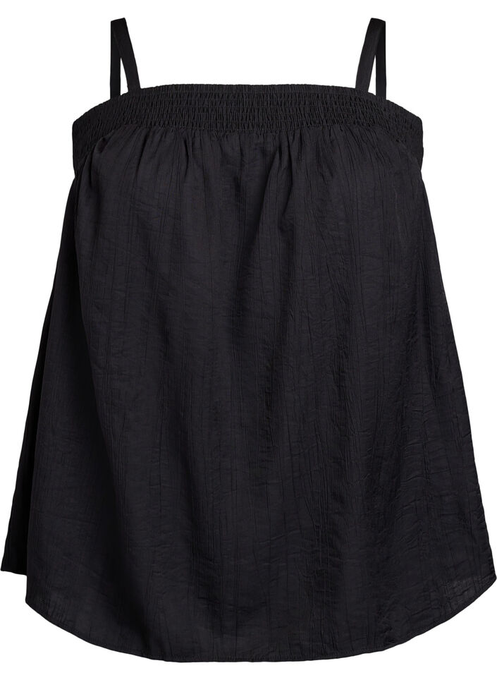 Viskose-Top mit schmalen Trägern., Schwarz, Packshot image number 0