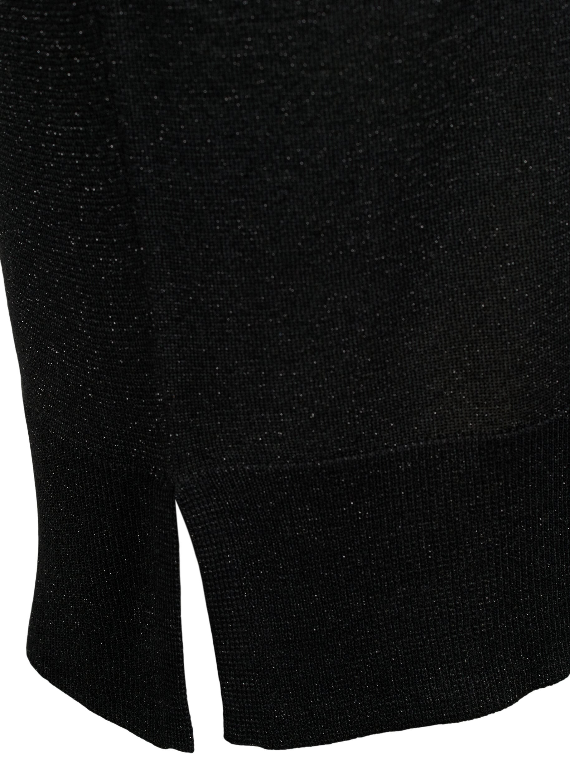 Zizzi Strickkleid aus Viskose mit Glitzereffekt und Schlitzen, Black w. DTM Lurex, Packshot image number 4