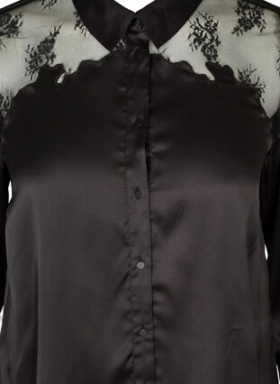 Bluse mit Mesh und Spitzendetails, Black, Packshot image number 2
